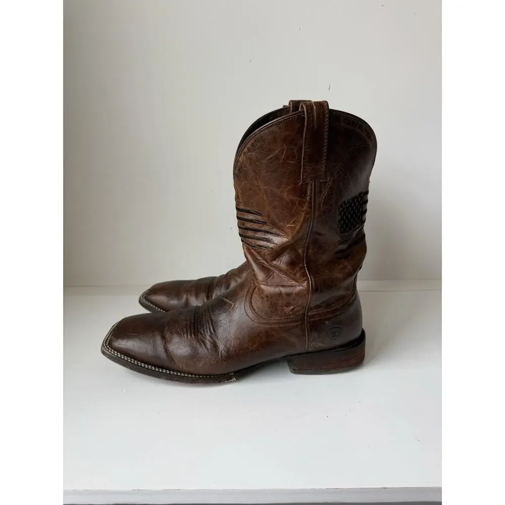 Ariat 13D Circuit Patriot Western Boot Full-Grain Leather American Flag Sq Toe